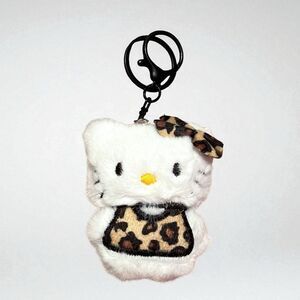 Big Hello Kitty Leopard Dress Plush Keychain Purse Charm
